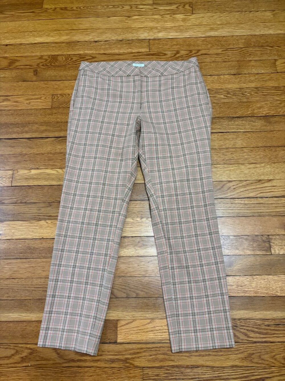 J. Jill Premium Bi-Stretch Ankle Pants Size 12 Brown Plaid Cotton Preppy Career